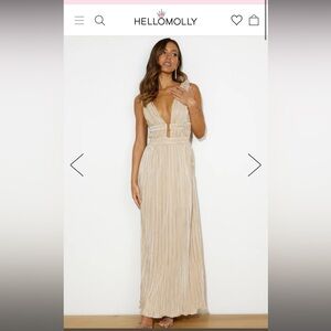 Hello Molly Plisse Magic Maxi Dress Beige